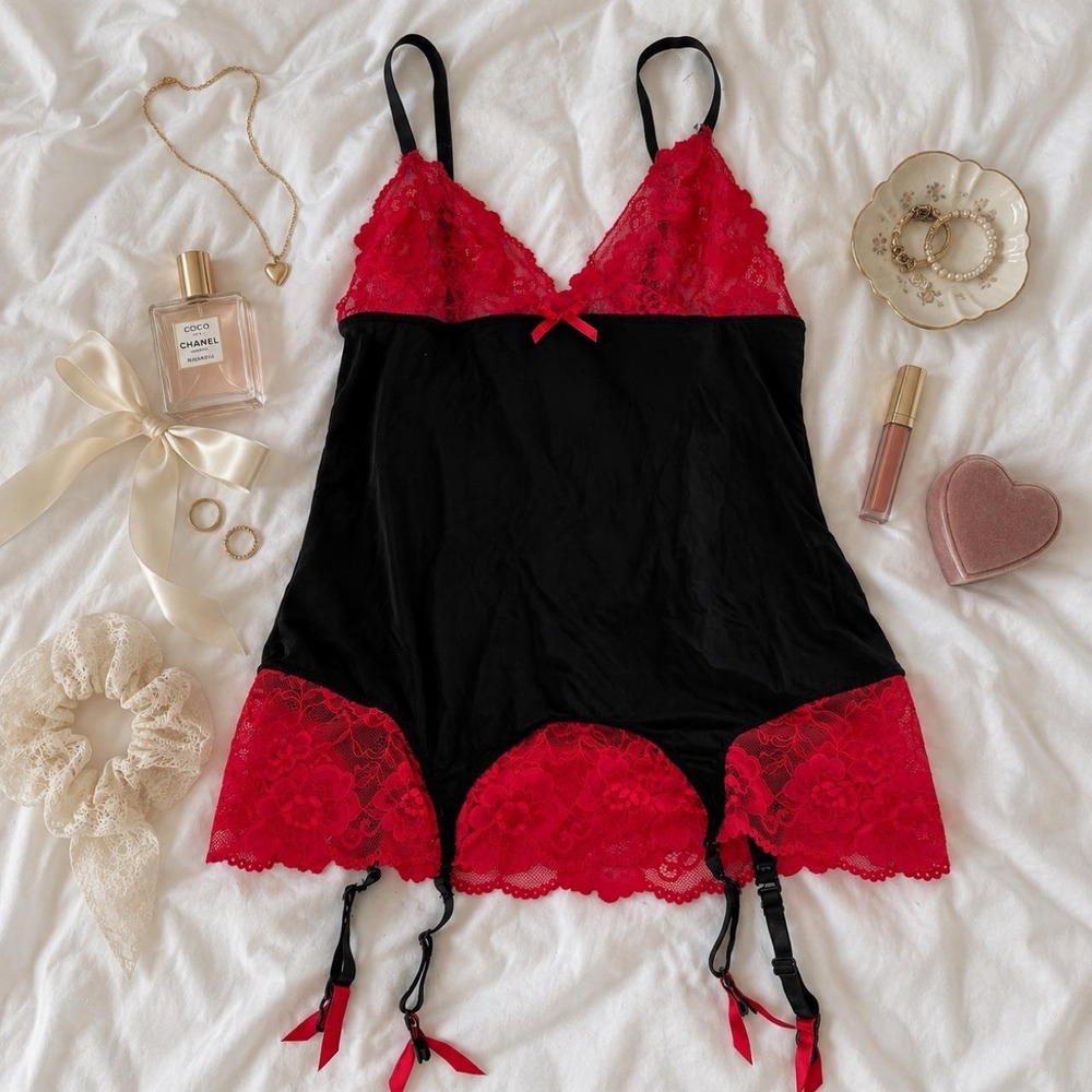 Red Lace Garter Slip